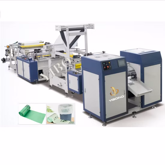 Máquina automática para fabricar bolsas de polietileno con cordón biodegradable Máquina para fabricar bolsas de basura con cordón biodegradable