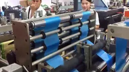 Máquina automática para fabricar bolsas enrollables de basura con cordón de plástico