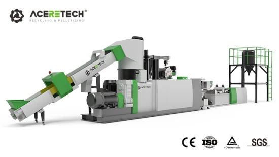 Máquina granuladora extrusora de reciclaje de bolsas tejidas de película plástica de un solo tornillo de la mejor calidad con certificados CE/ISO/TUV/BV