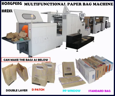 Máquina para fabricar bolsas de papel de fondo cuadrado con 2 colores, 4 colores en línea