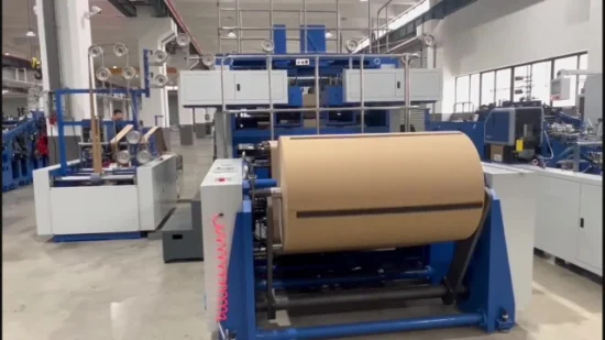 Máquina para hacer bolsas de papel Kraft para alimentos con fondo plano y asa en línea